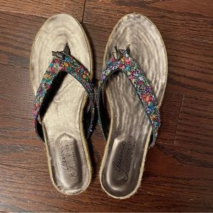 NWOT beaded espadrille flip flops